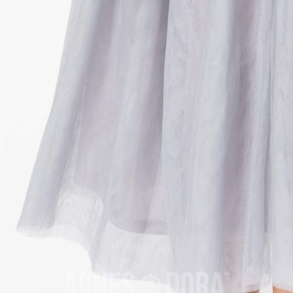 Agnes & Dora Light Gray Tulle Mesh Skirt - Picture 6 of 6